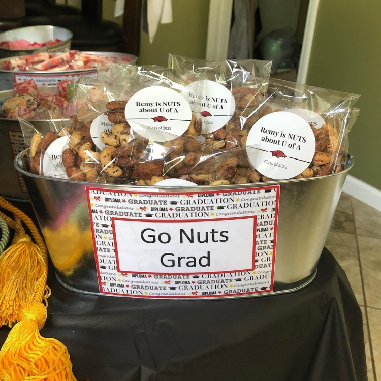 Custom Mixed Nut Party Favors - Go NUTS Grad - Graduation Party Special Event Occasion - Pete's Snack Shop